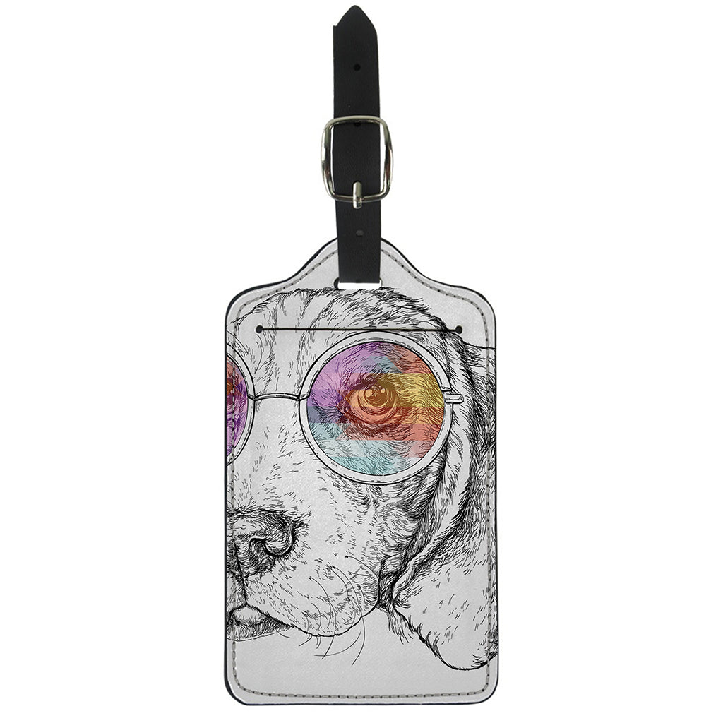 Hipster Beagle With Glasses Print Luggage Tag