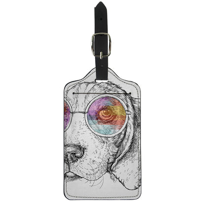 Hipster Beagle With Glasses Print Luggage Tag