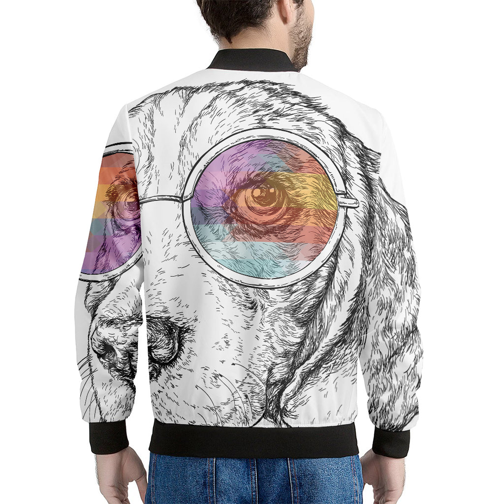 Hipster Beagle With Glasses Print Men's Bomber Jacket