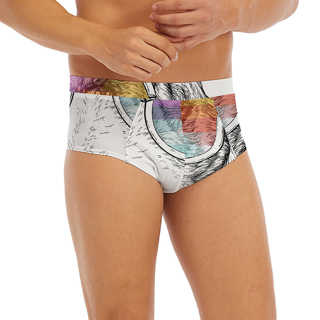 Hipster Beagle With Glasses Print Men's Briefs