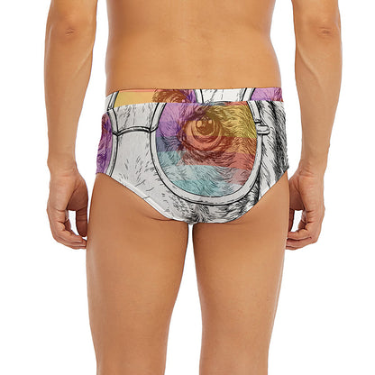 Hipster Beagle With Glasses Print Men's Briefs
