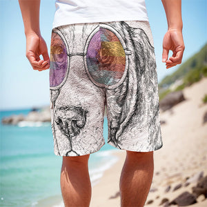 Hipster Beagle With Glasses Print Men's Cargo Shorts