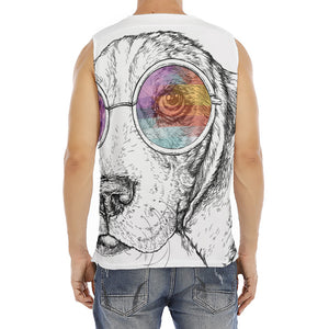 Hipster Beagle With Glasses Print Men's Fitness Tank Top