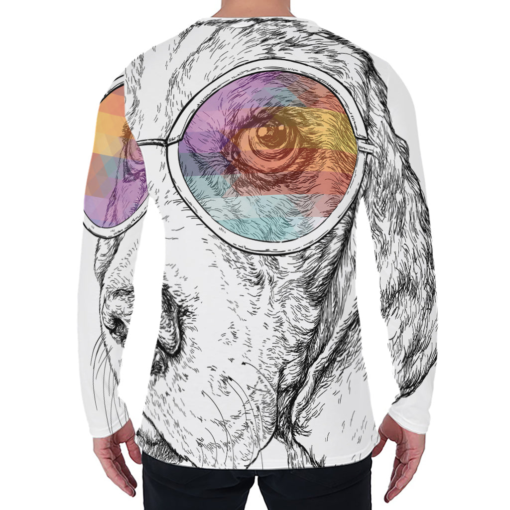 Hipster Beagle With Glasses Print Men's Long Sleeve T-Shirt