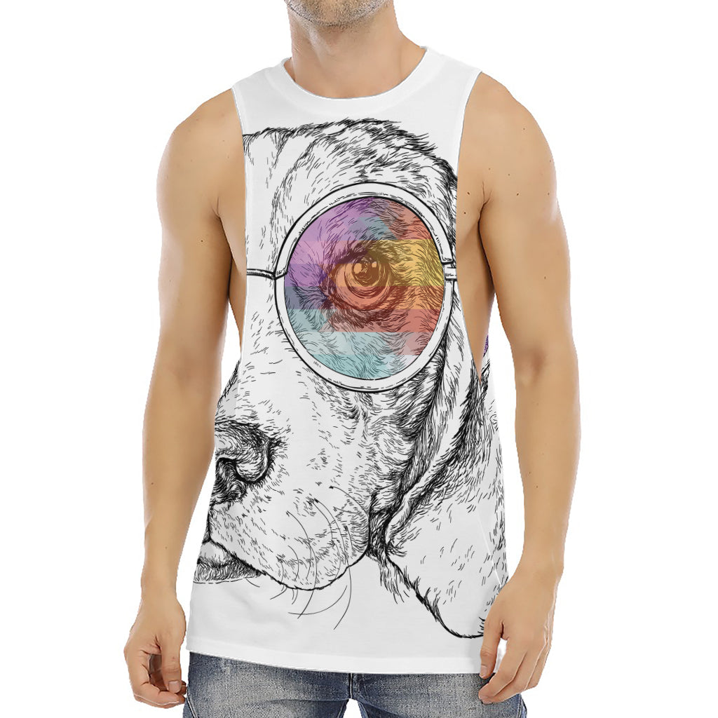 Hipster Beagle With Glasses Print Men's Muscle Tank Top