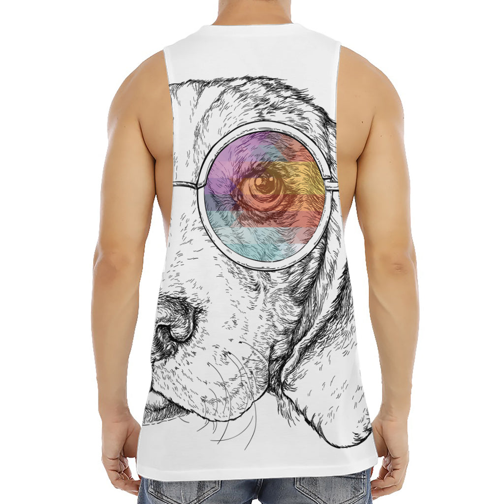 Hipster Beagle With Glasses Print Men's Muscle Tank Top