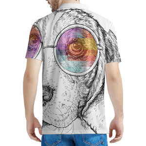 Hipster Beagle With Glasses Print Men's Polo Shirt