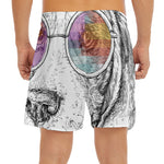 Hipster Beagle With Glasses Print Men's Split Running Shorts