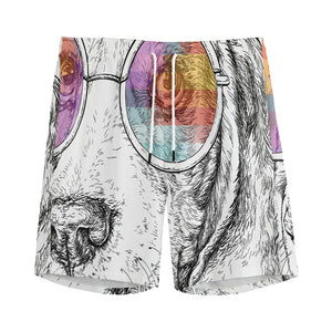 Hipster Beagle With Glasses Print Men's Sports Shorts