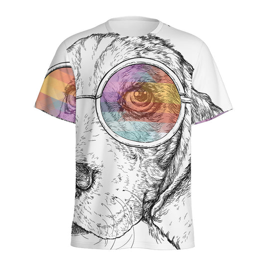 Hipster Beagle With Glasses Print Men's Sports T-Shirt