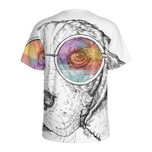 Hipster Beagle With Glasses Print Men's Sports T-Shirt