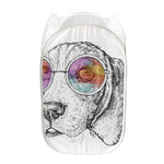 Hipster Beagle With Glasses Print Mesh Laundry Hamper