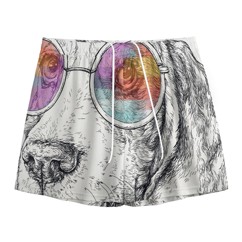 Hipster Beagle With Glasses Print Mesh Shorts