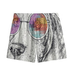 Hipster Beagle With Glasses Print Mesh Shorts