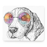 Hipster Beagle With Glasses Print Mouse Pad