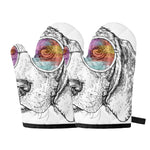 Hipster Beagle With Glasses Print Oven Mitts