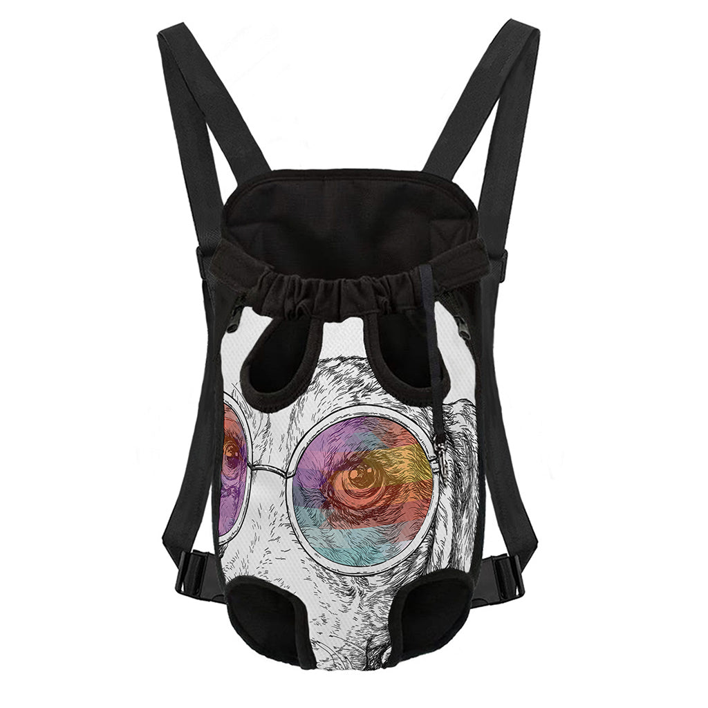 Hipster Beagle With Glasses Print Pet Carrier Backpack