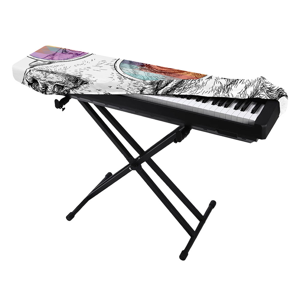 Hipster Beagle With Glasses Print Piano Keyboard Cover