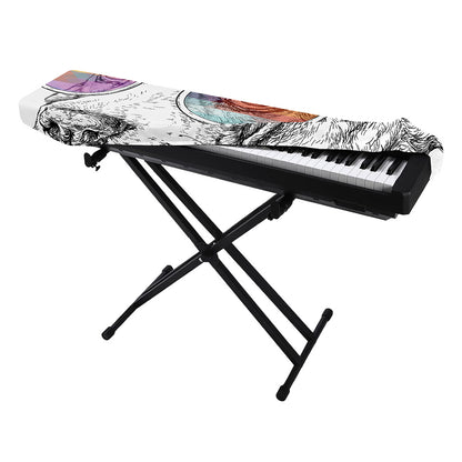 Hipster Beagle With Glasses Print Piano Keyboard Cover