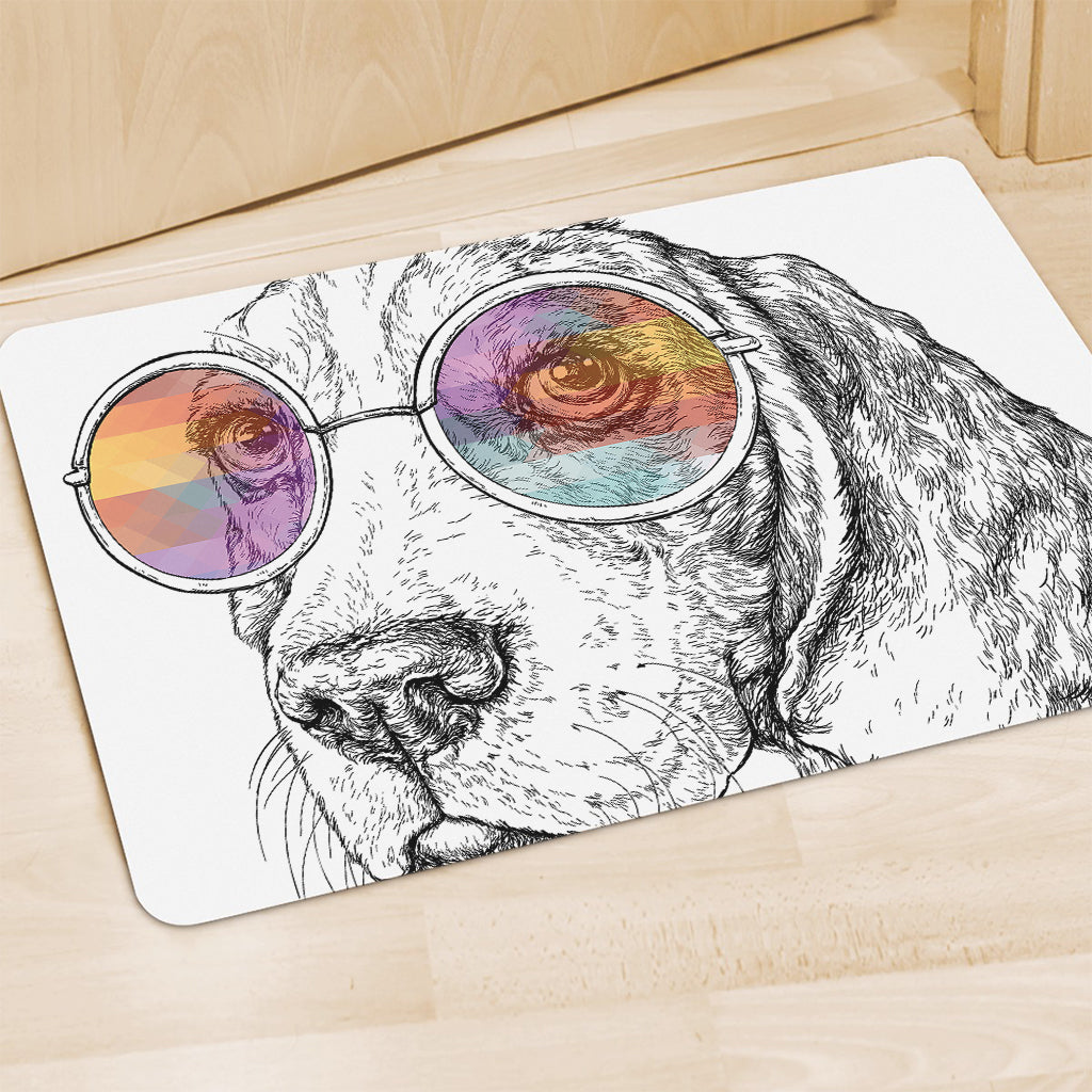 Hipster Beagle With Glasses Print Polyester Doormat