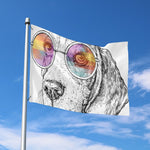Hipster Beagle With Glasses Print Polyester Flag