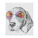 Hipster Beagle With Glasses Print Polyester Shower Curtain