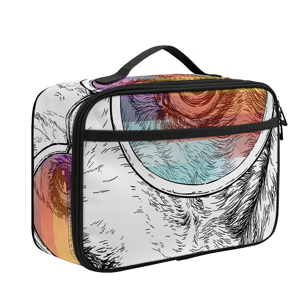Hipster Beagle With Glasses Print Portable Lunch Bag