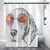 Hipster Beagle With Glasses Print Premium Shower Curtain