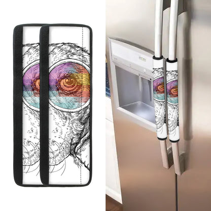 Hipster Beagle With Glasses Print Refrigerator Handle Covers