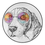 Hipster Beagle With Glasses Print Round Floor Mat