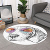 Hipster Beagle With Glasses Print Round Rug