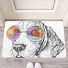 Hipster Beagle With Glasses Print Rubber Doormat