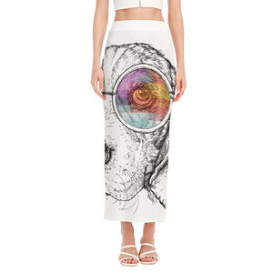 Hipster Beagle With Glasses Print Side Slit Maxi Skirt