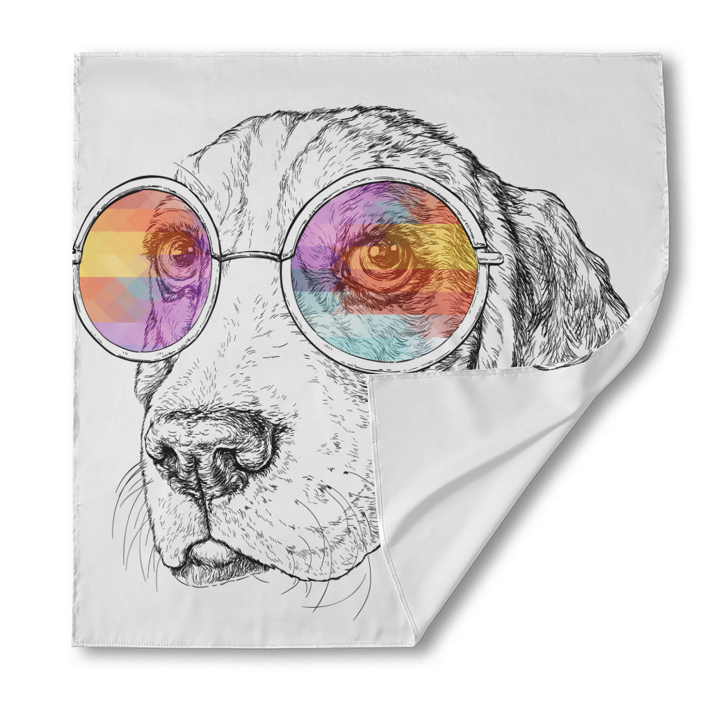 Hipster Beagle With Glasses Print Silk Bandana