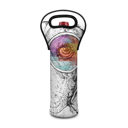 Hipster Beagle With Glasses Print Single Neoprene Wine Tote