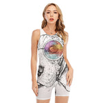 Hipster Beagle With Glasses Print Sleeveless One Piece Swimsuit