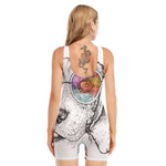 Hipster Beagle With Glasses Print Sleeveless One Piece Swimsuit