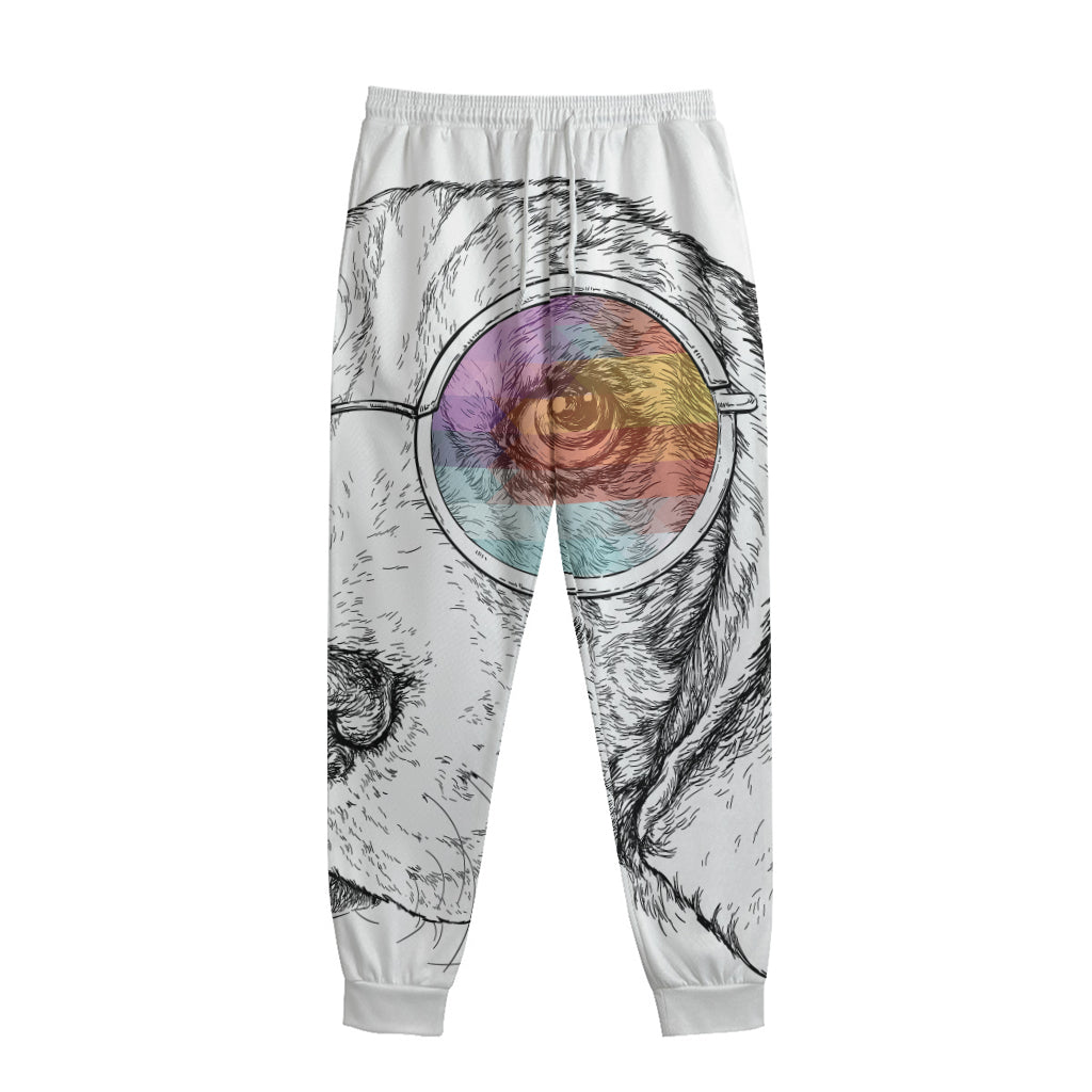 Hipster Beagle With Glasses Print Sweatpants