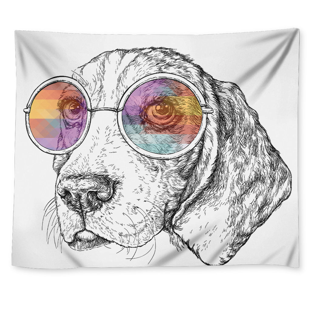 Hipster Beagle With Glasses Print Tapestry