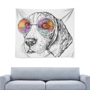 Hipster Beagle With Glasses Print Tapestry