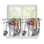 Hipster Beagle With Glasses Print Tier Curtains