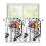 Hipster Beagle With Glasses Print Tier Curtains