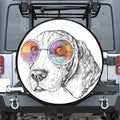 Hipster Beagle With Glasses Print Tire Cover