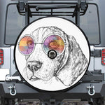 Hipster Beagle With Glasses Print Tire Cover With Camera Hole