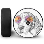 Hipster Beagle With Glasses Print Tire Cover With Camera Hole