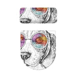Hipster Beagle With Glasses Print Toilet Lid And Tank Cover Set