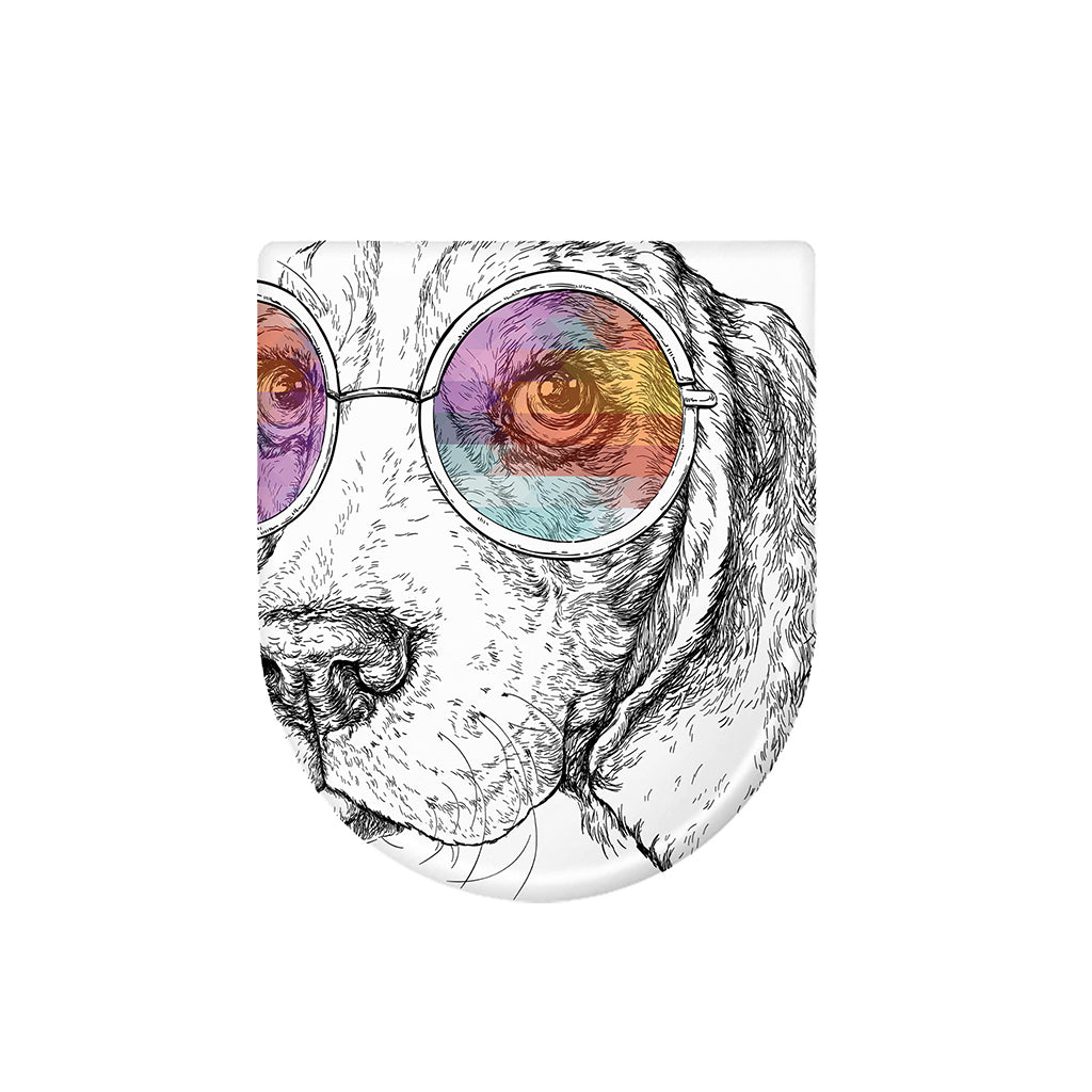 Hipster Beagle With Glasses Print Toilet Lid Cover