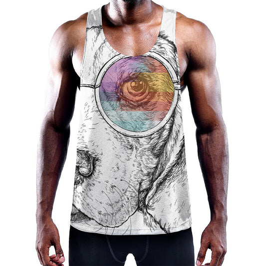 Hipster Beagle With Glasses Print Training Tank Top
