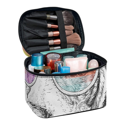 Hipster Beagle With Glasses Print Travel Makeup Bag