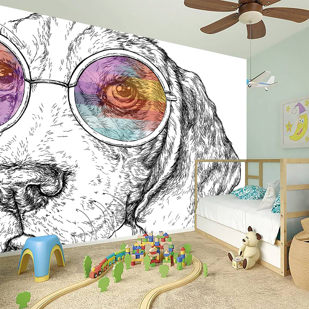 Hipster Beagle With Glasses Print Wall Sticker